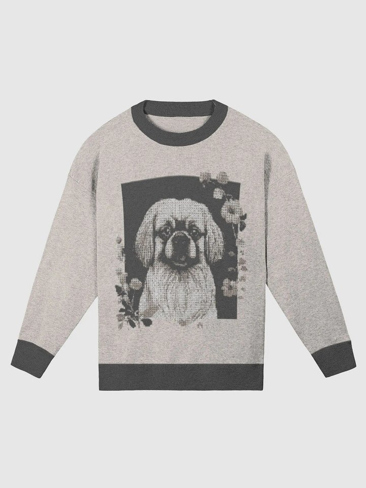 Floral Pekingese Knitted Crewneck Sweater Relaxed Fit product image (1)