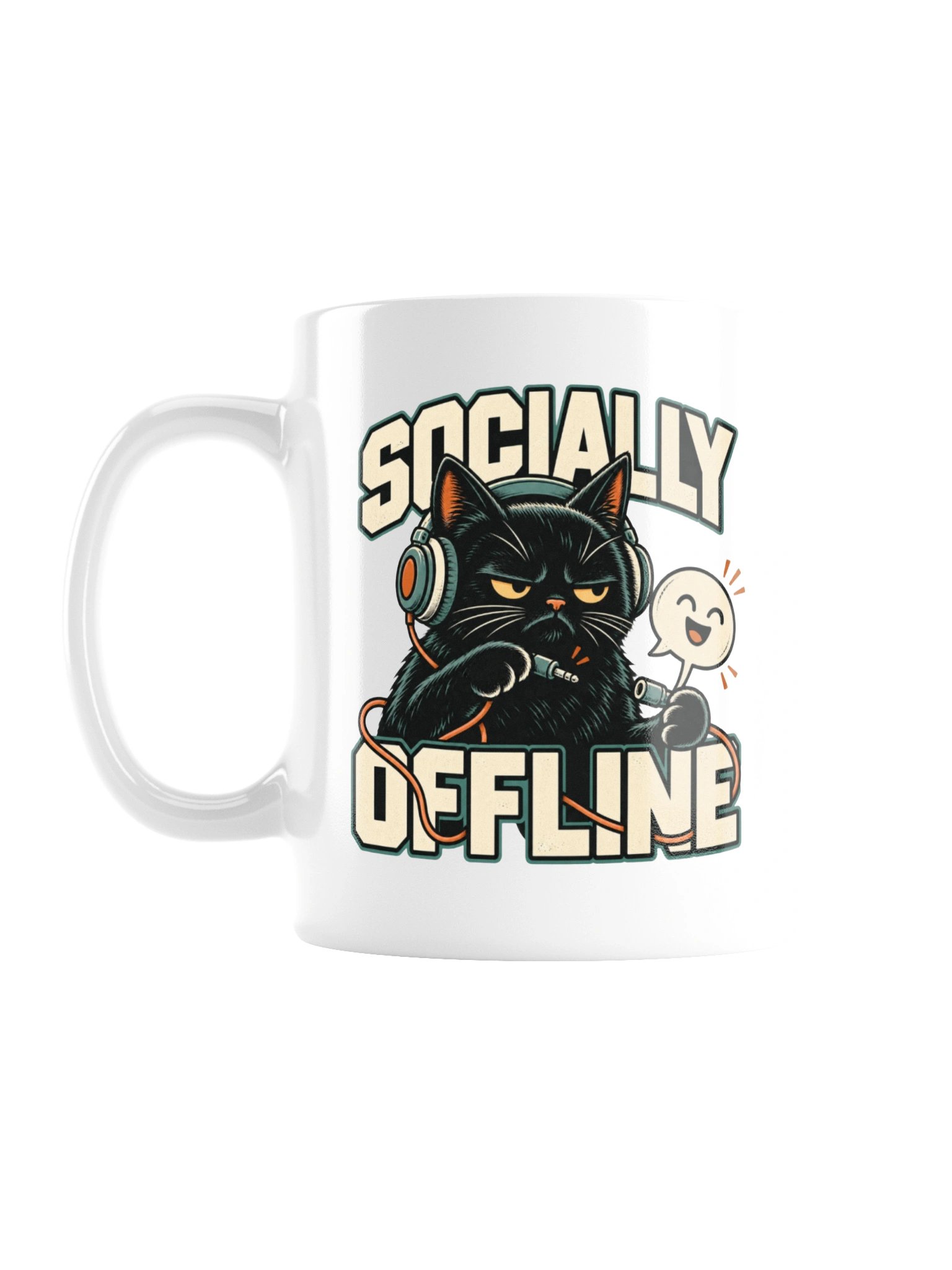 Socially Offline Headphones Cat Coffee Mug product image (1)