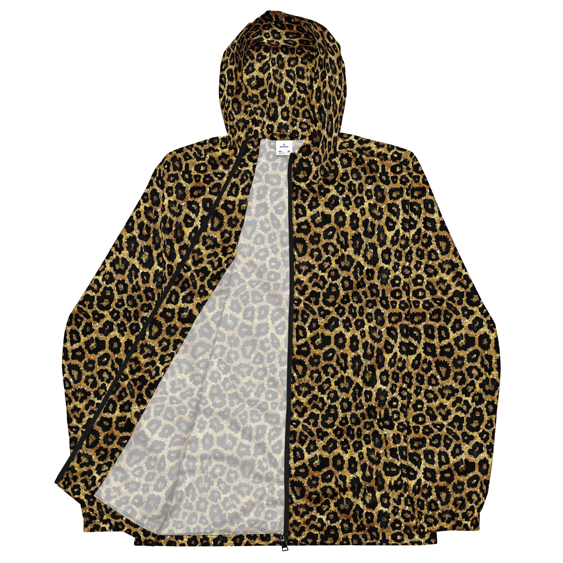 Stylish Custom Gold Leopard Print Windbreaker for Streetwear product image (3)