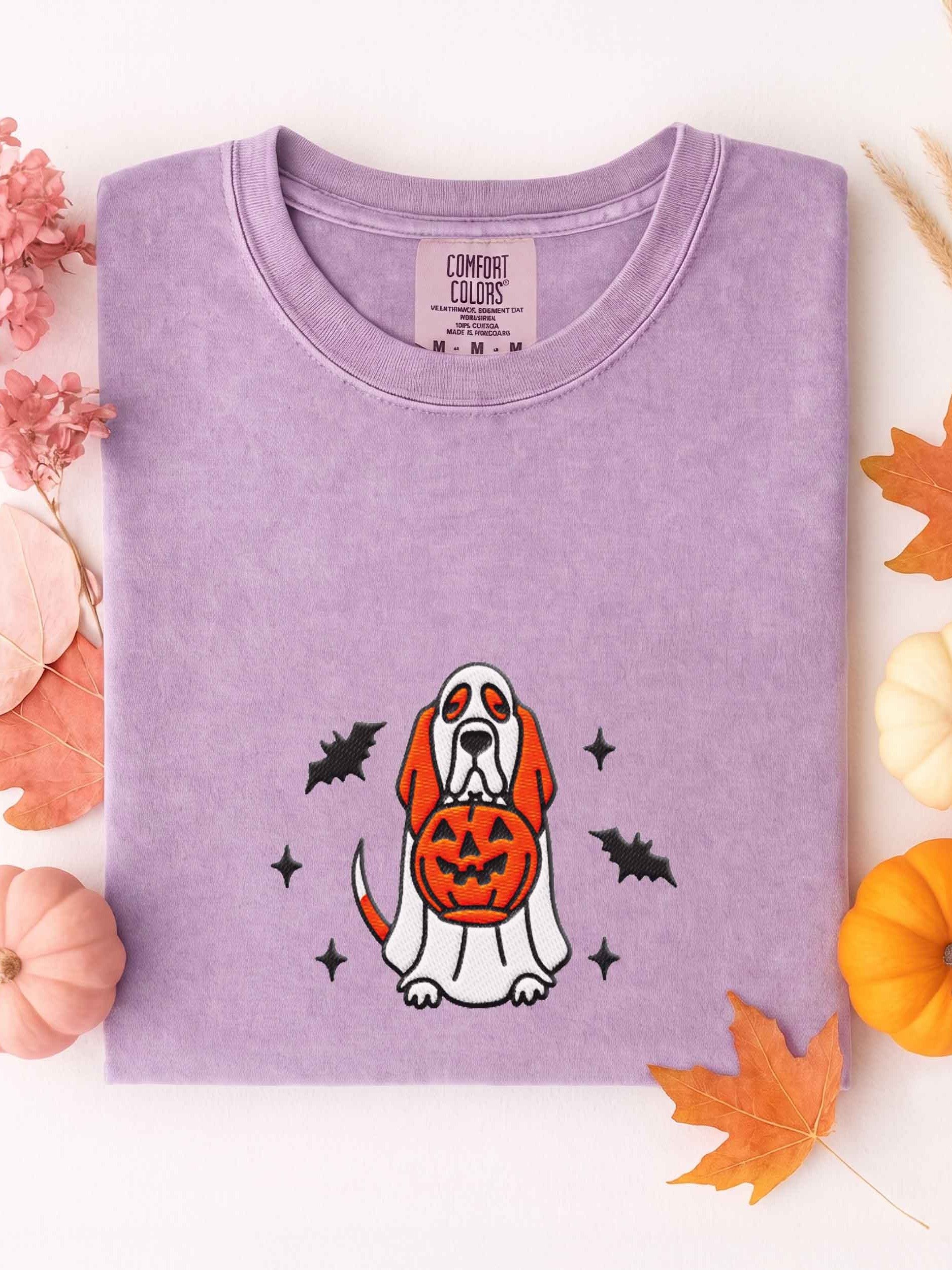 Halloween Basset Hound(Red) Embroidered T-Shirt product image (1)