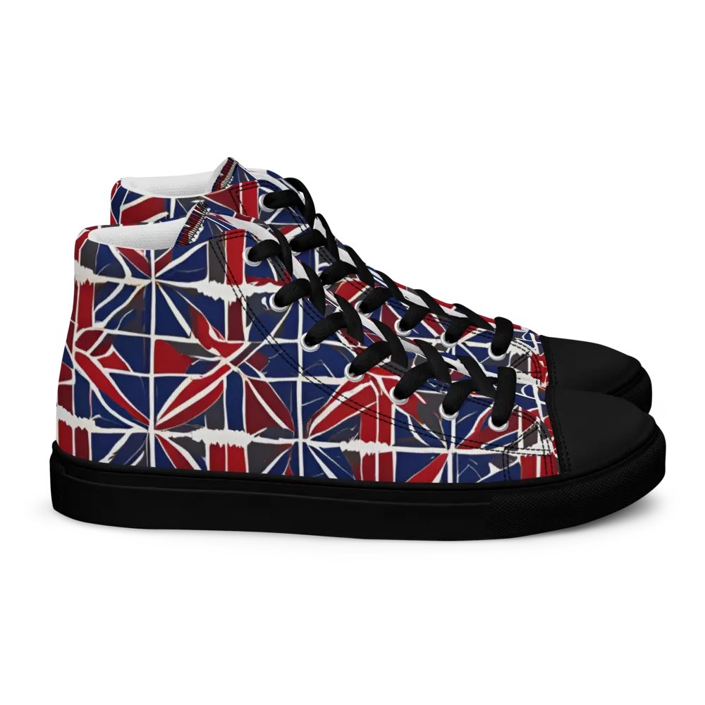 Red And Blue Mosaic Men's High Top Shoes product image (2)