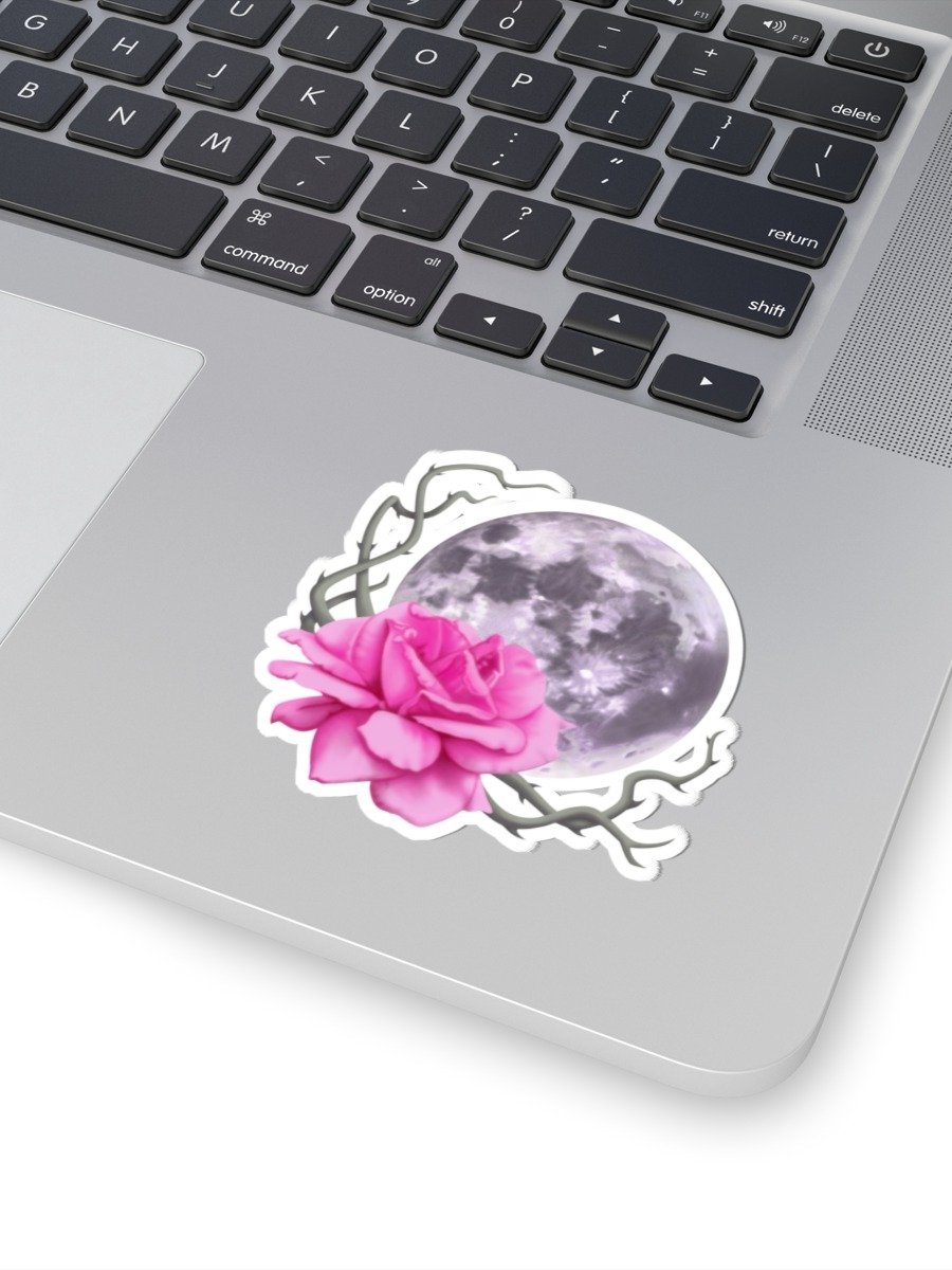 Gothic Pink Rose Purple Moon Vinyl Decal – Krita Airbrush Art Kiss-Cut Sticker product image (1)