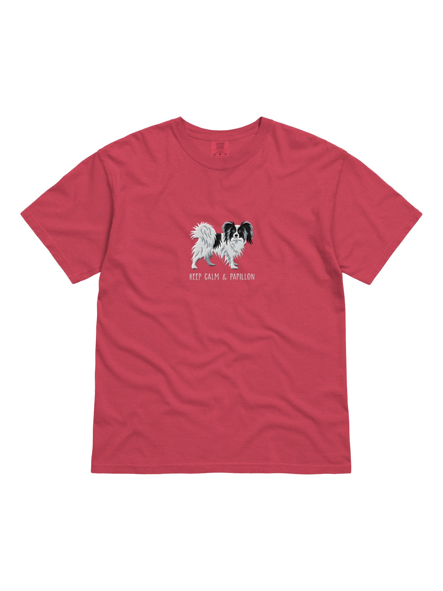 Keep Calm & Papillon T-Shirt(Embroidered) of a Papillon(Black & White) product image (4)