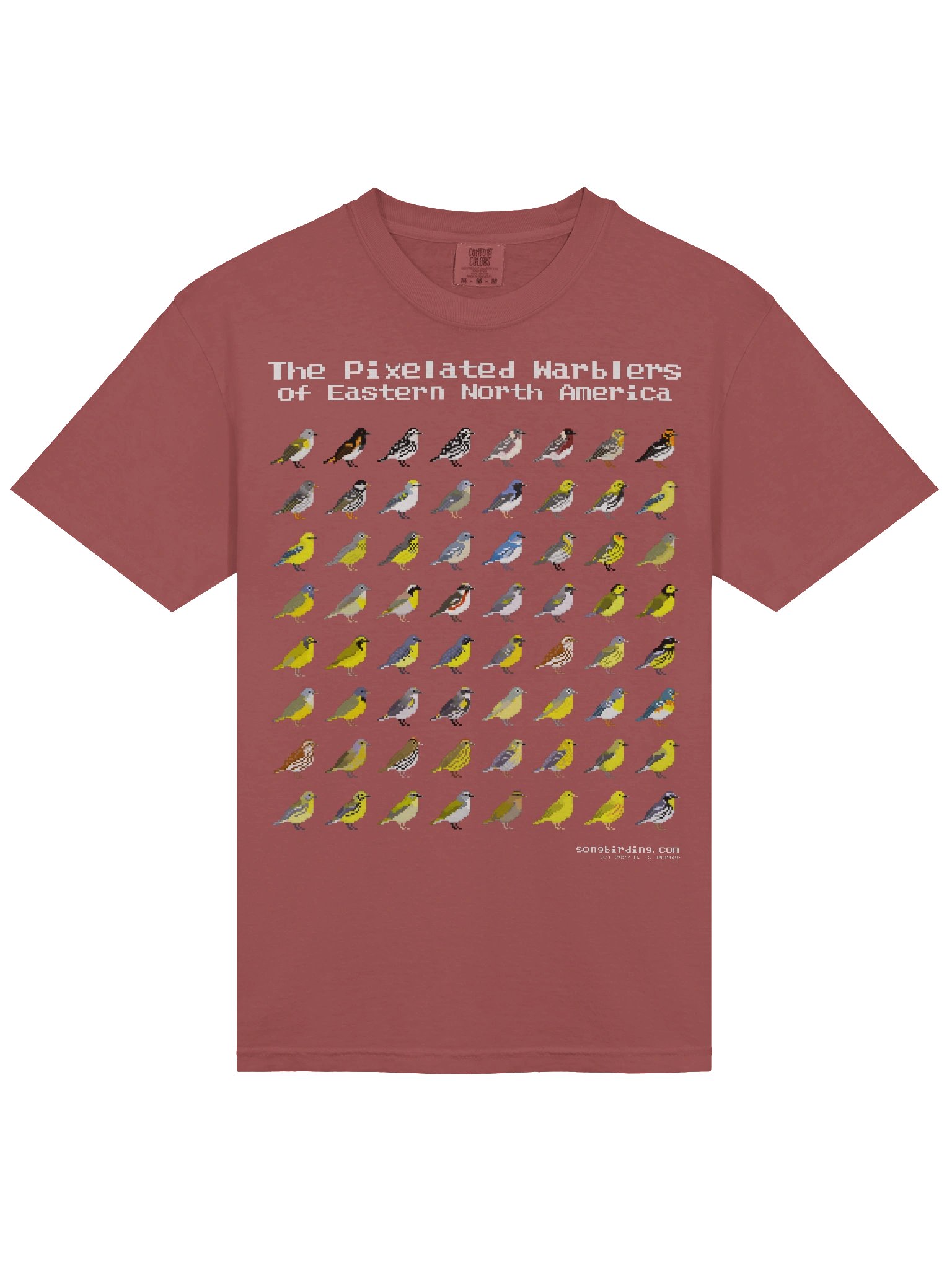 The Pixelated Warblers of Eastern North America Heavyweight Tee (white text) product image (3)