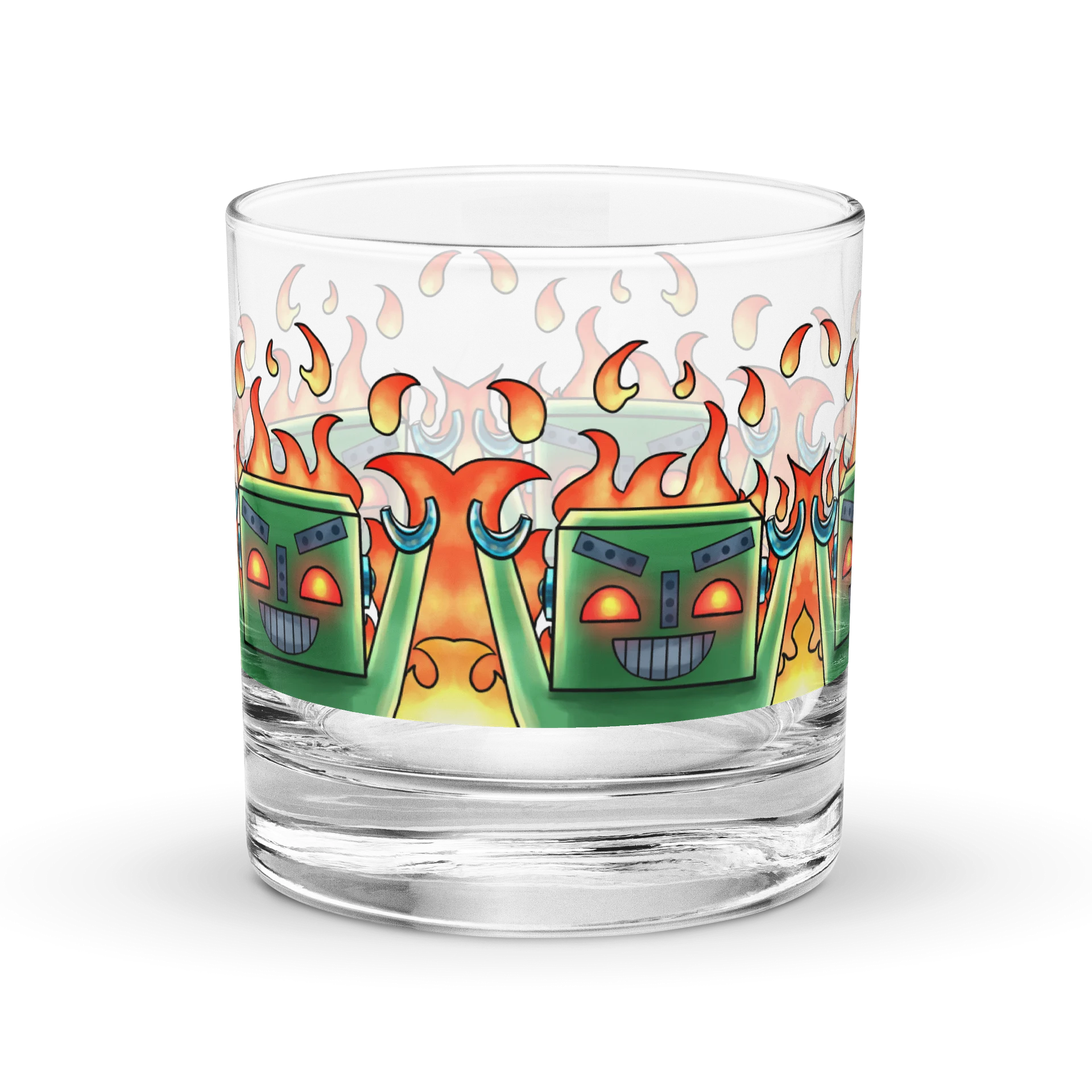 Fiery Robot Party Rocks Glass (MACH 2 Evil) - Rum Glass product image (3)