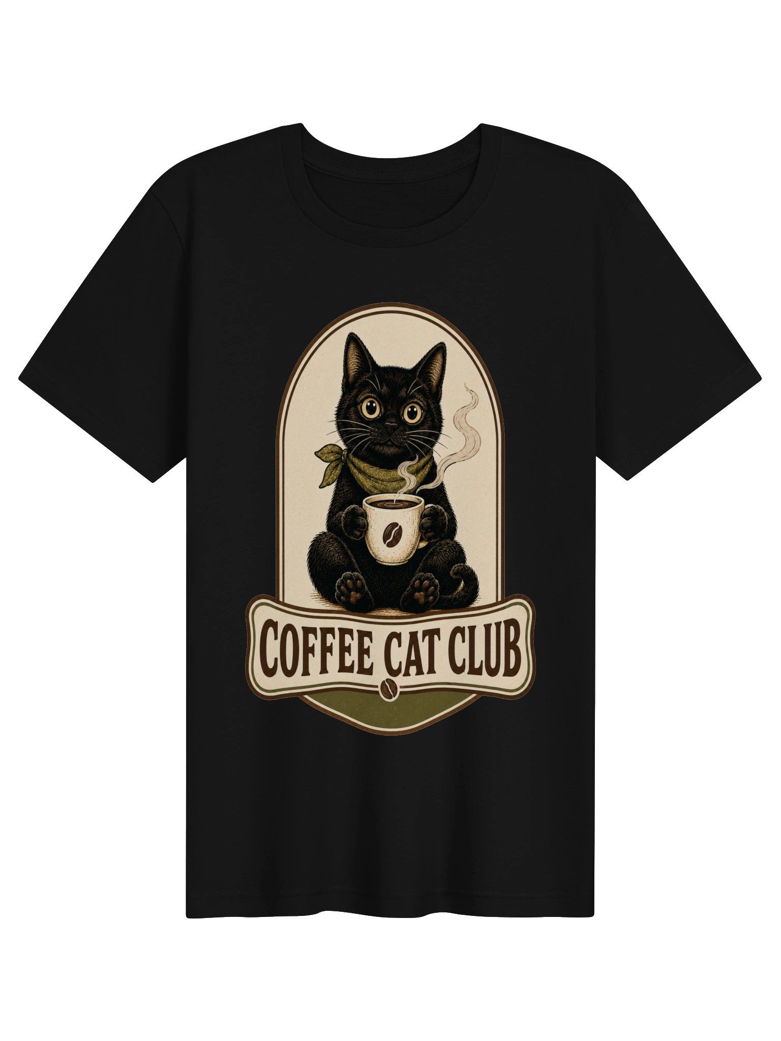 Coffee Cat Club T-Shirt - Vintage Black Cat Coffee Lover Shirt - Cozy Cat Cafe Graphic Tee product image (3)