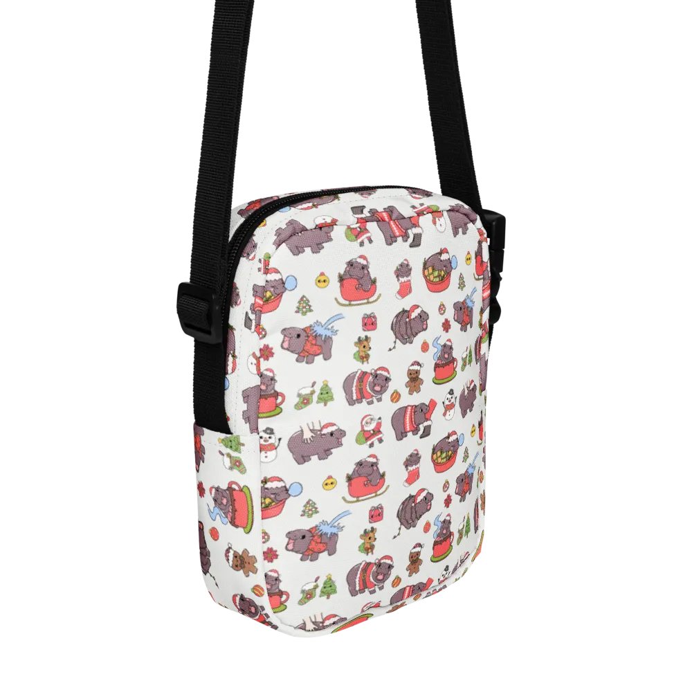 MOODENG'S WHITE CHRISTMAS UTILITY CROSSBODY BAG! product image (2)