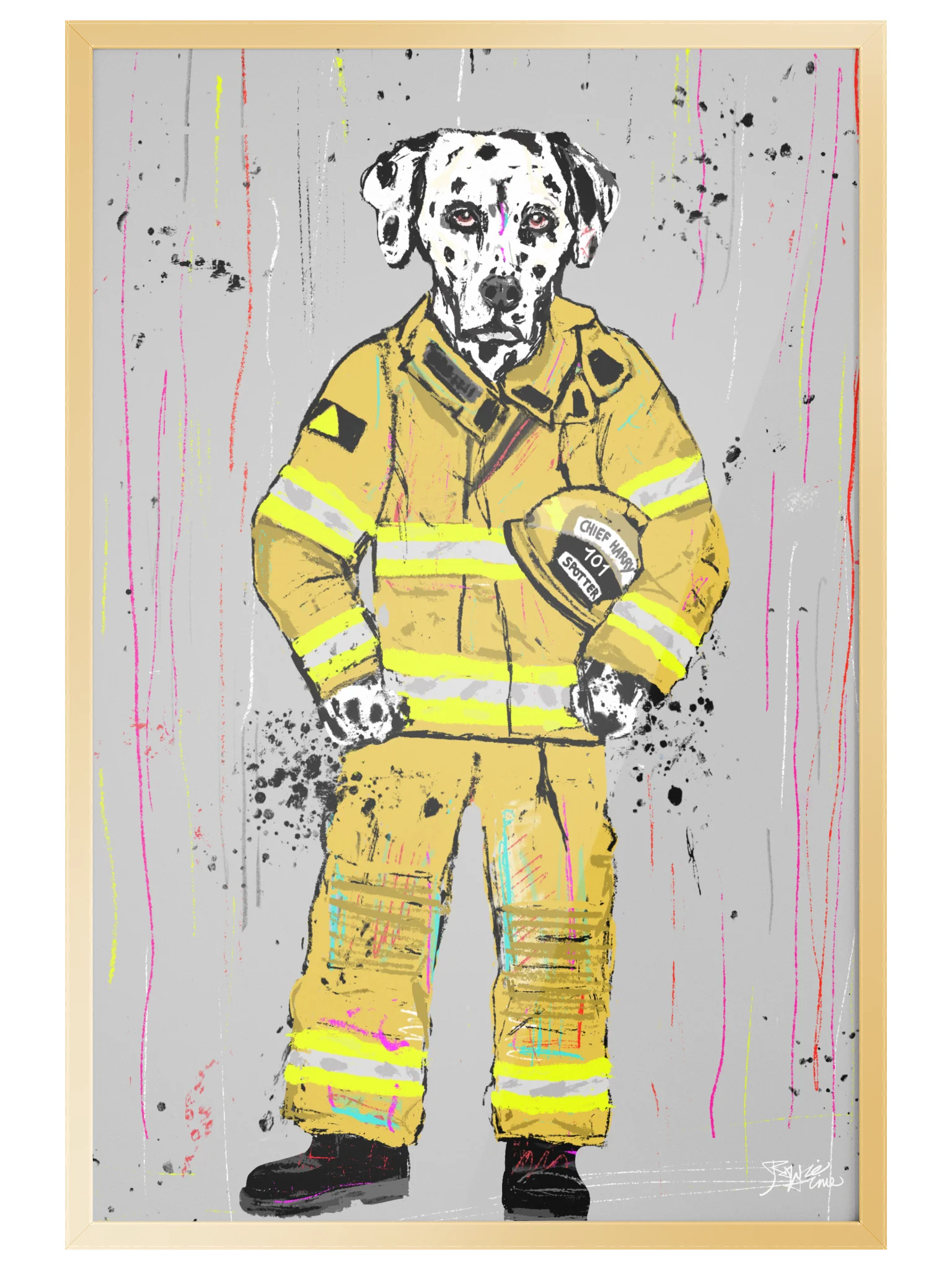 Framed Poster Wall Art: Dog Firefighter product image (4)