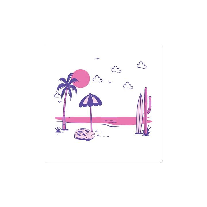 Pink Sunset Beach Die-Cut Magnet product image (2)