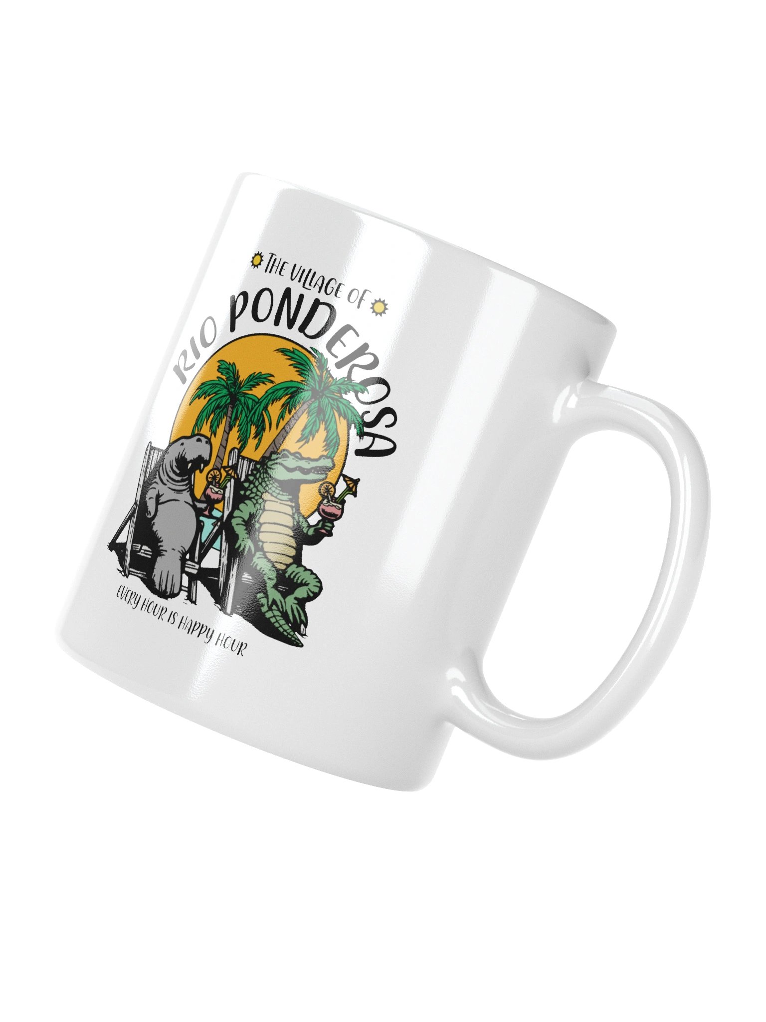 The Village of Rio Ponderosa TV Florida USA Fun Manatee Alligator Design Coffee Mug product image (8)