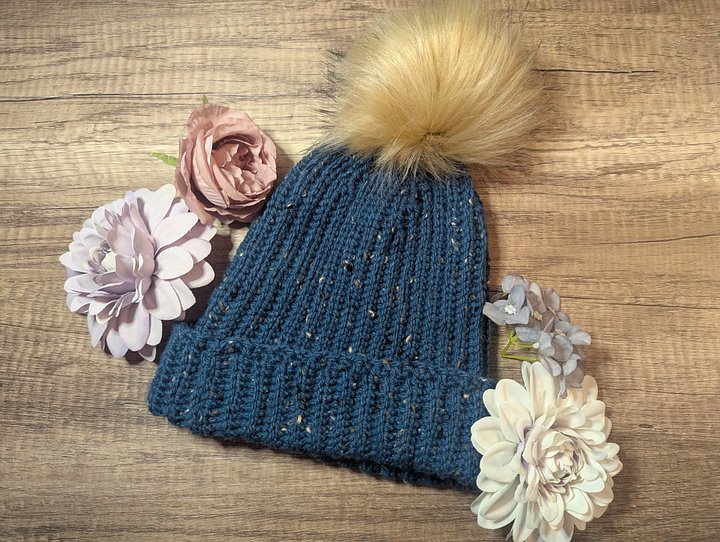 Ridged Beanie - Blue Tweed (Adult) product image (1)