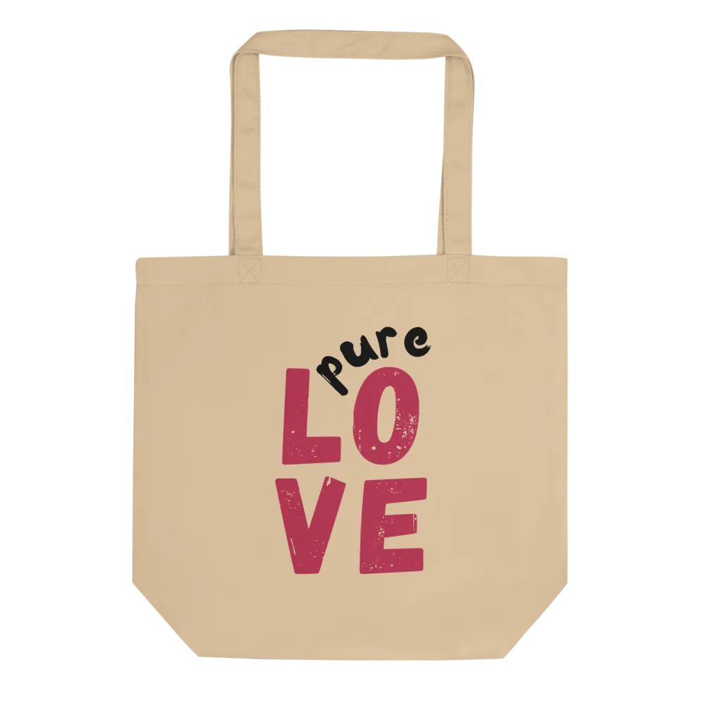 Pure LOVE dual Color Black-Magenta on organic natural Tote Bag product image (3)