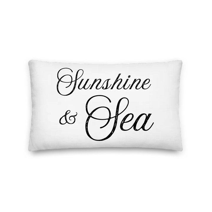 Coastal Chic - Sunshine & Sea White Premium Pillow - Maritimes Kissen mit Text product image (1)