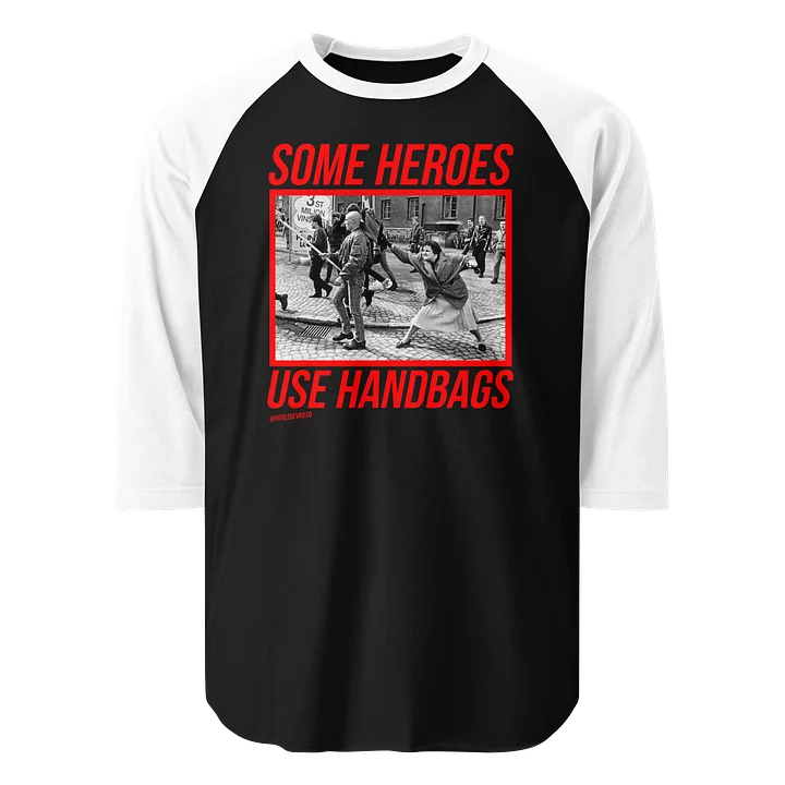 FUTILE DEVICE: SOME HEROES USE HANDBAGS (BASEBALL TEE) product image (1)