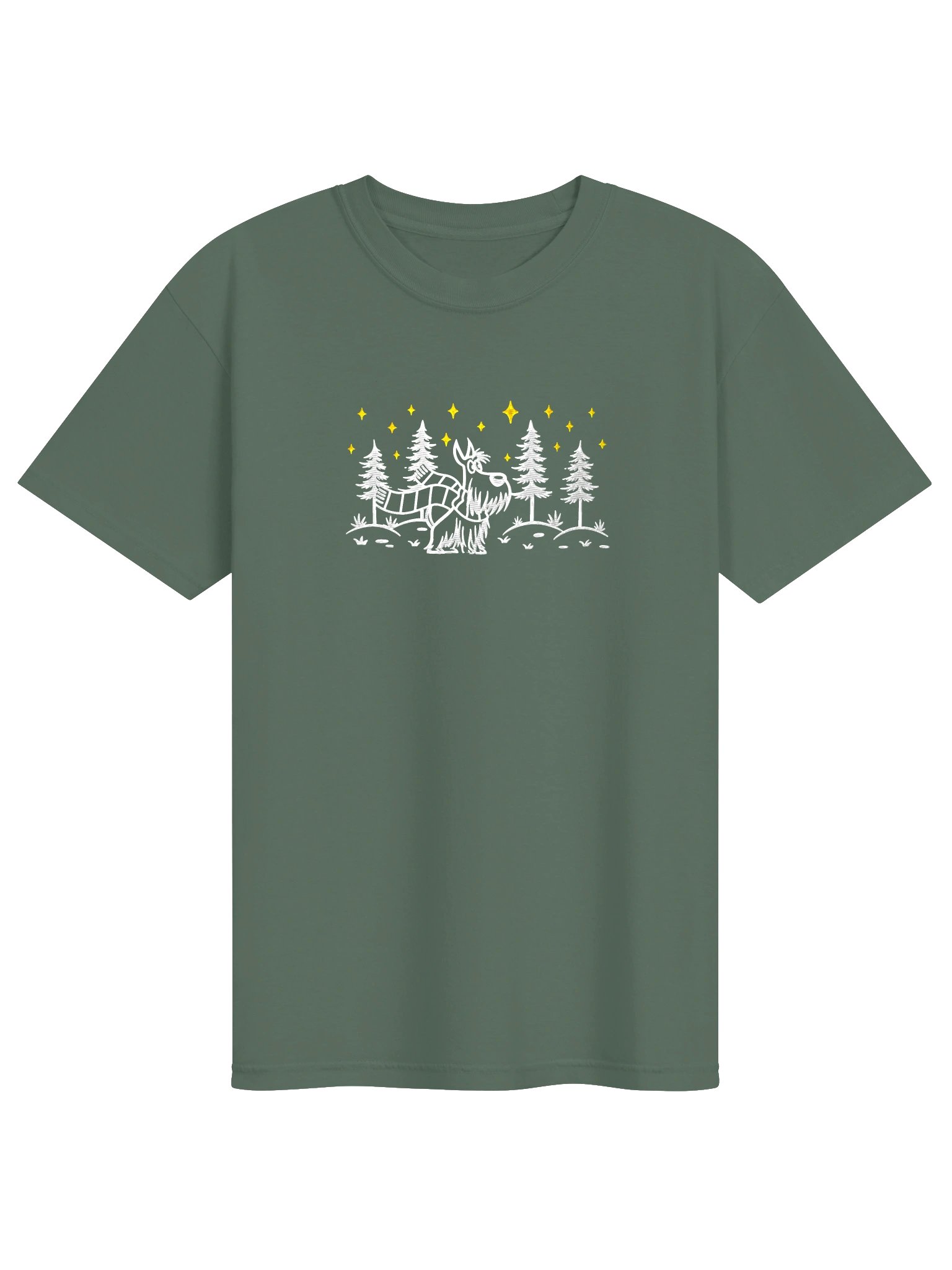 Scottish Terrier Winter/Christmas Line Art Design Embroidered T-Shirt product image (17)