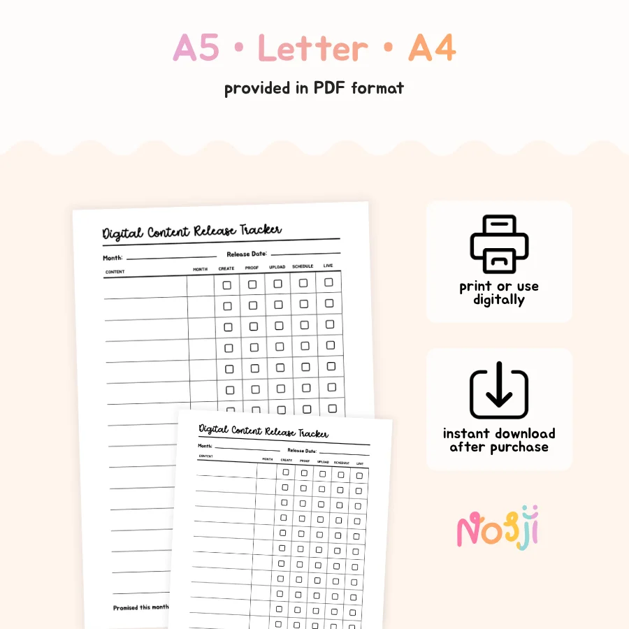 Digital Content Release Tracker Printable Content Launch Planner product image (2)