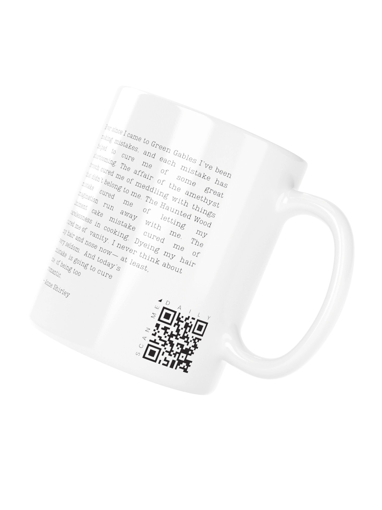 <i>Mistakes</i> • QR Mug<br /> With 160 Daily Quotes<br /> <small>Quotes from beloved novel<br />Anne of Green Gables (1908)</small> product image (5)