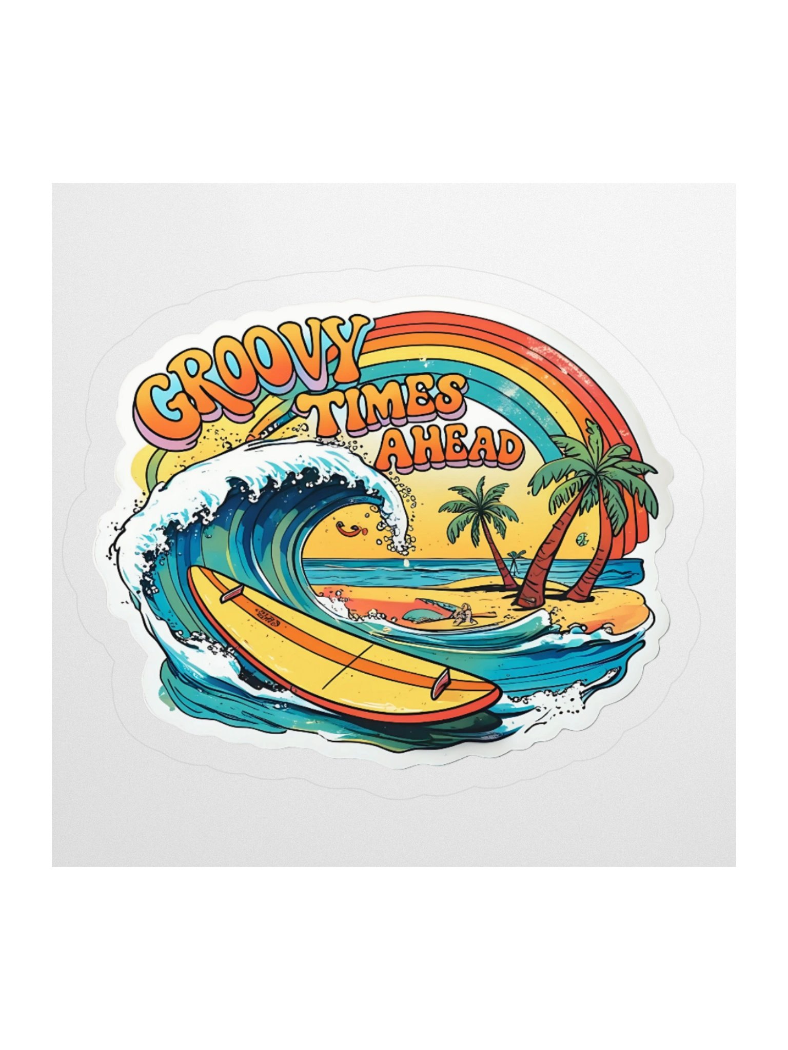 Retro Vibes Ocean Wave Sticker product image (1)