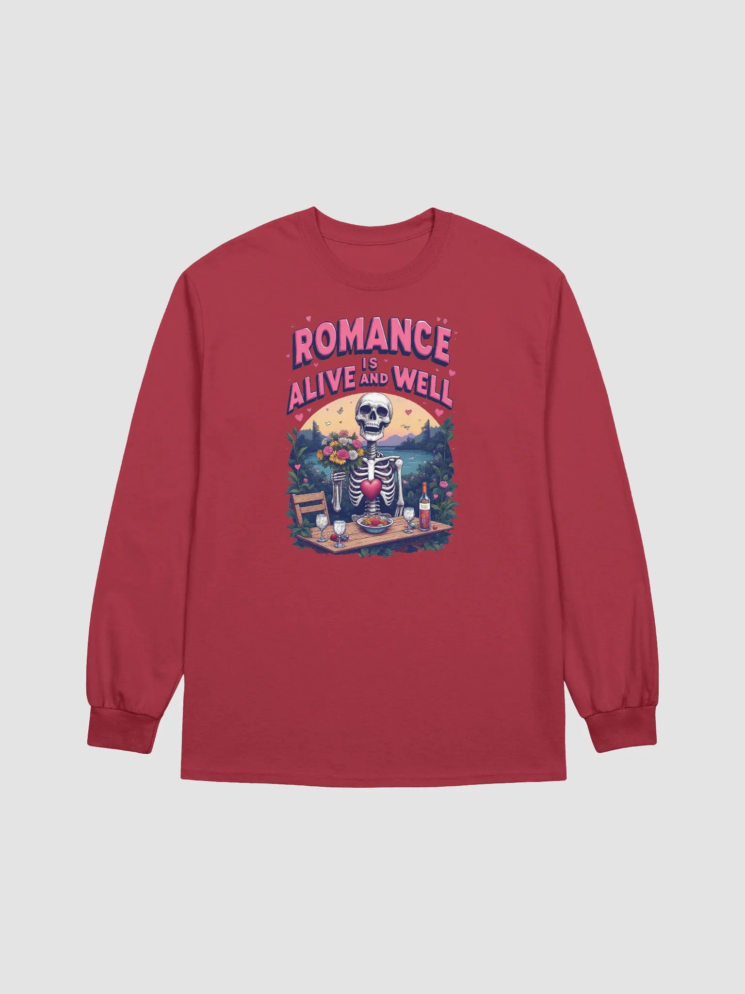 Romantic Skeleton Sunset Long Sleeve Tee product image (5)