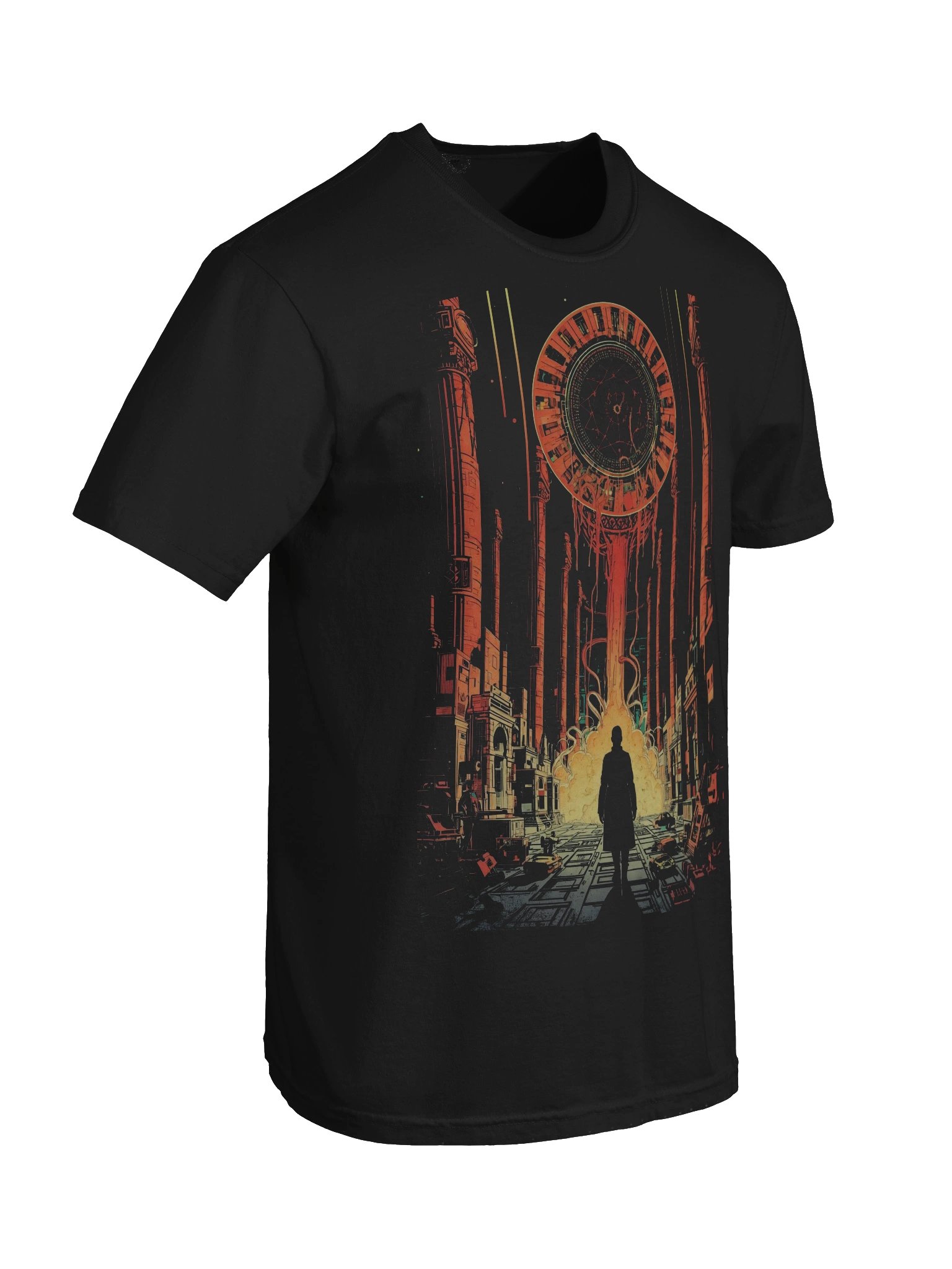Neon Portal City Sci-Fi Heavyweight T-Shirt product image (4)