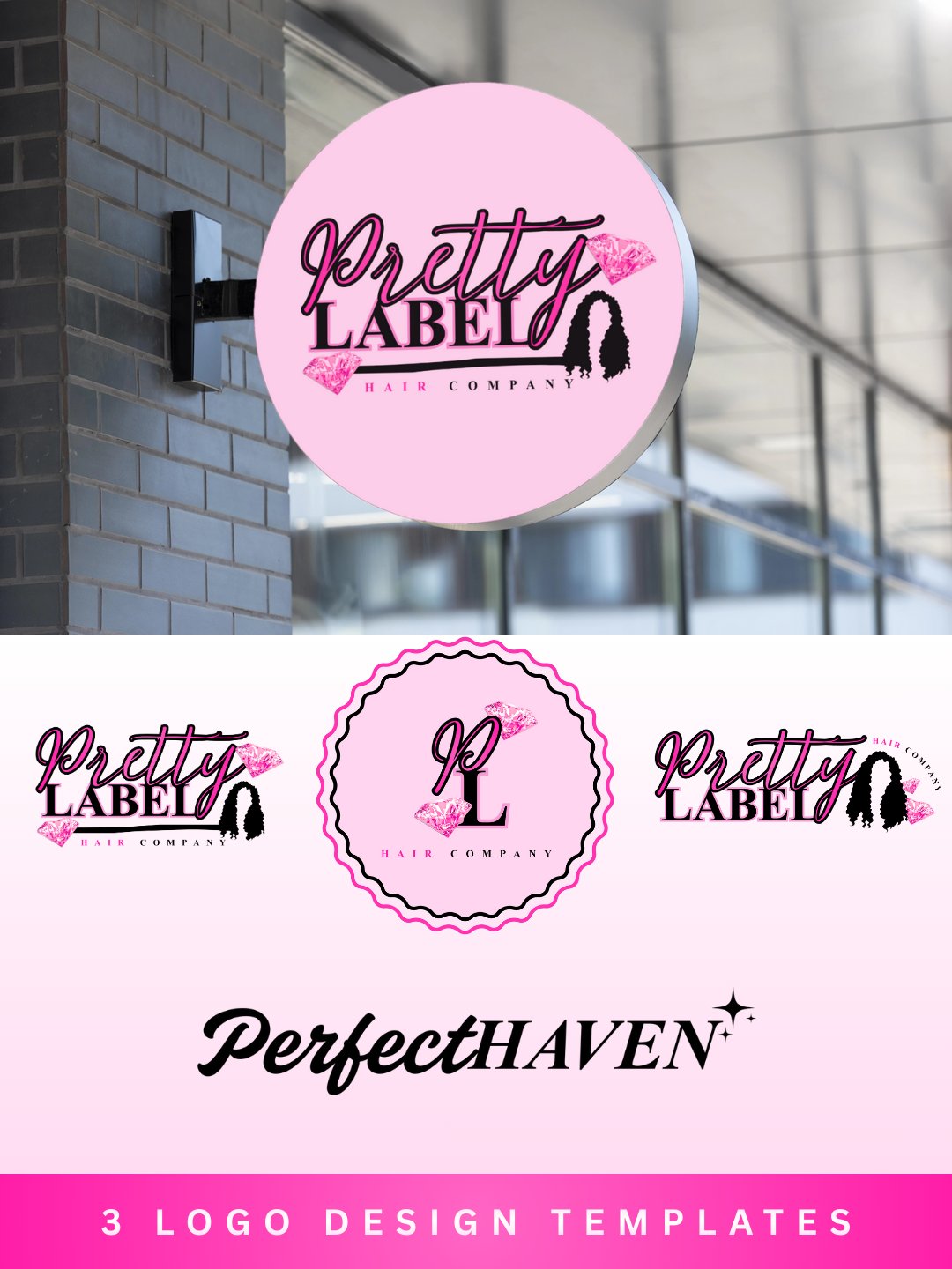 Pretty Label Hair Company Theme Branding Set - Easy Edit in Canva product image (2)