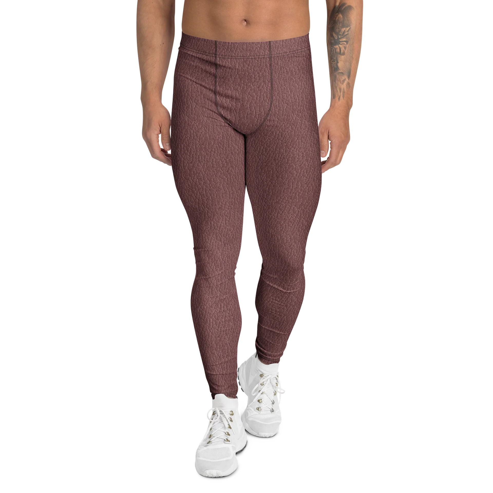 Comfortable Men’s Leggings Maroon Leather Surface product image (1)