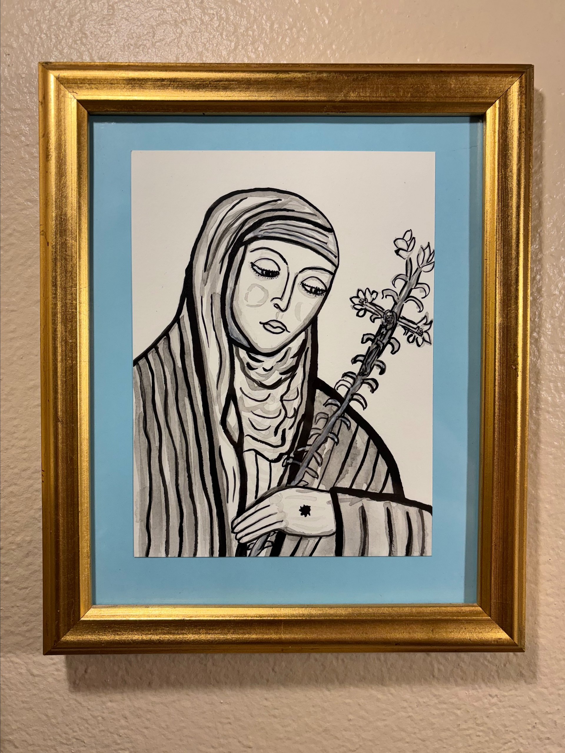 St. Catherine of Siena Framed Ink Drawing product image (1)