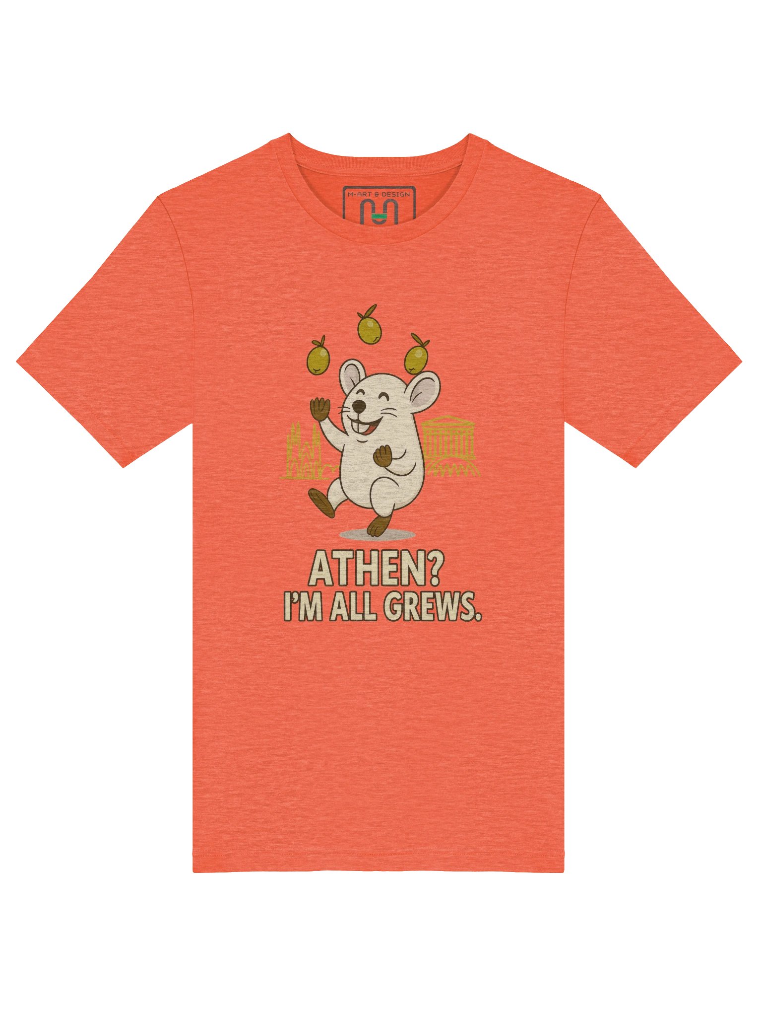Funny Athens Olive Pun Shirt – Cute Mouse Greece Tee with Parthenon – “I’m All Grews” | art.4uand.me product image (5)