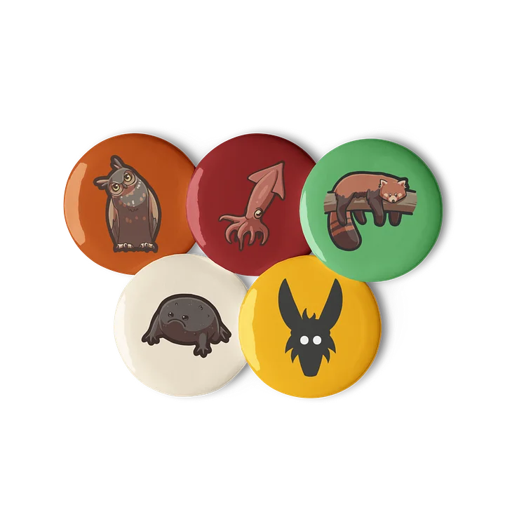 Adorable Animals Pin Buttons - Collection of 5 Animal Designs product image (3)