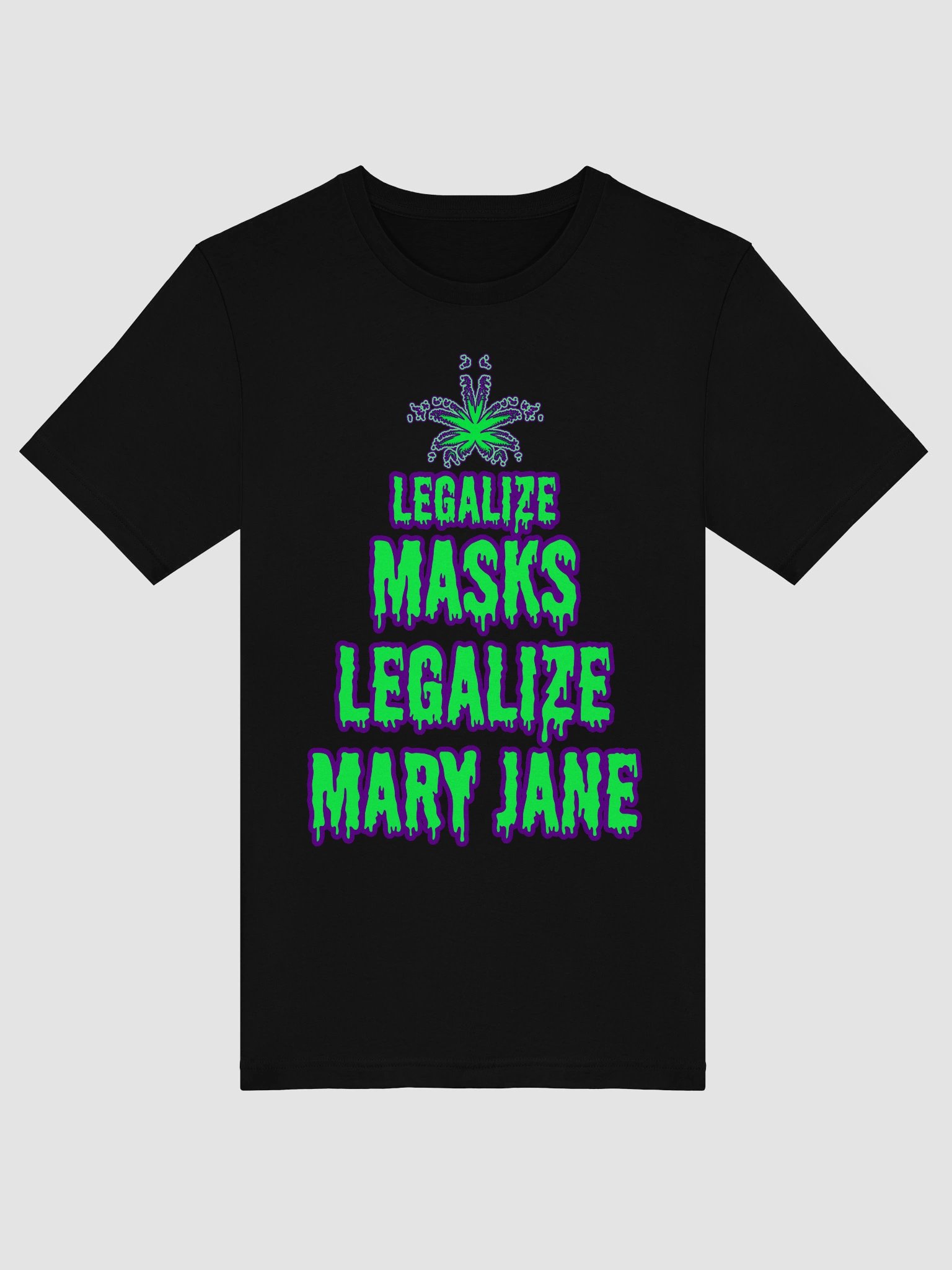 Legalize Masks Mary Jane Black Tee, Punk Rock Pothead Weed Leaf T-Shirt, Cannabis Stoner Clothing product image (5)