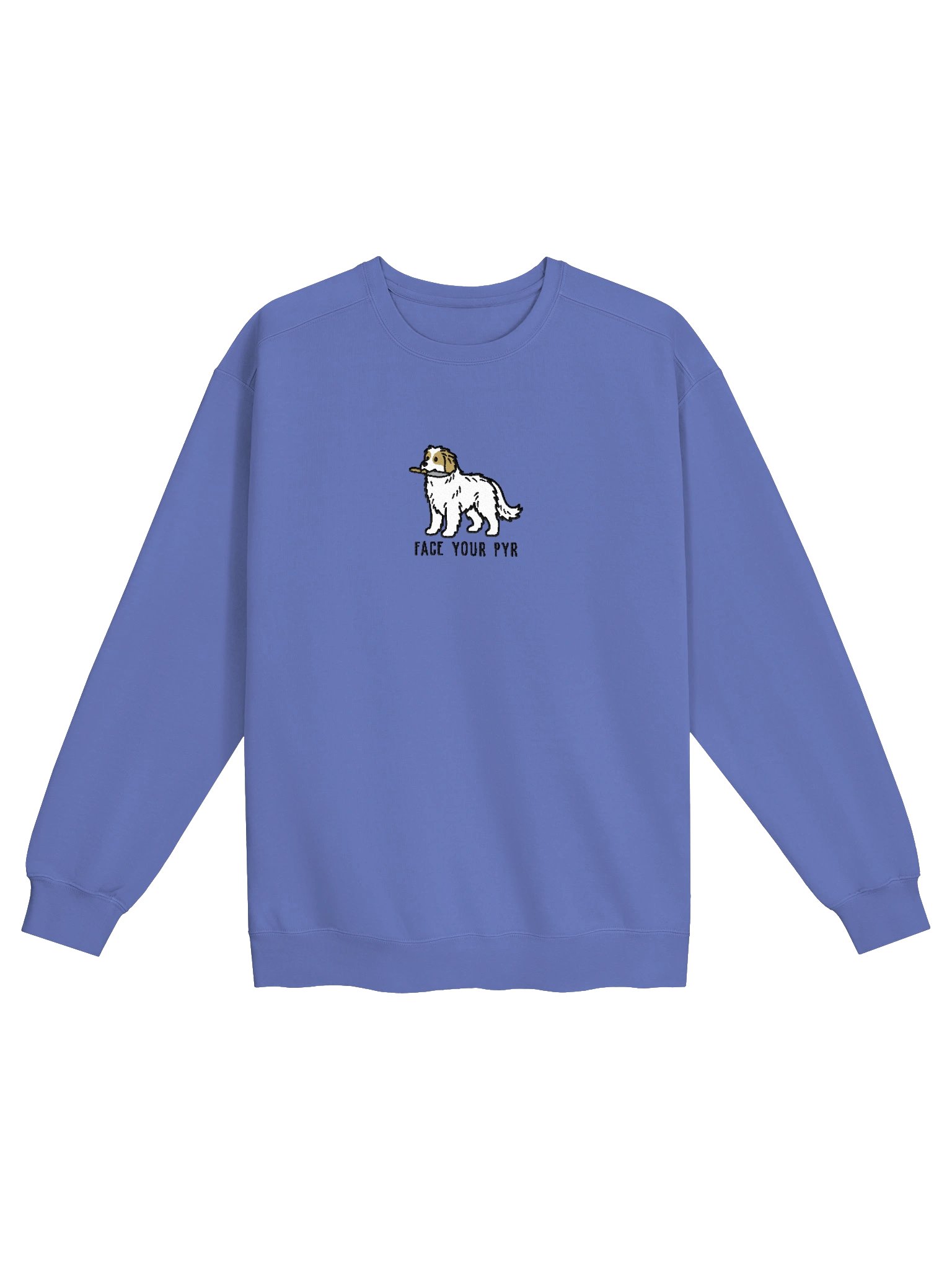 Face Your Pyr Funny Chibi-Style Embroidered Premium Sweatshirt for Great Pyrenees(White & Tan) Owners product image (9)