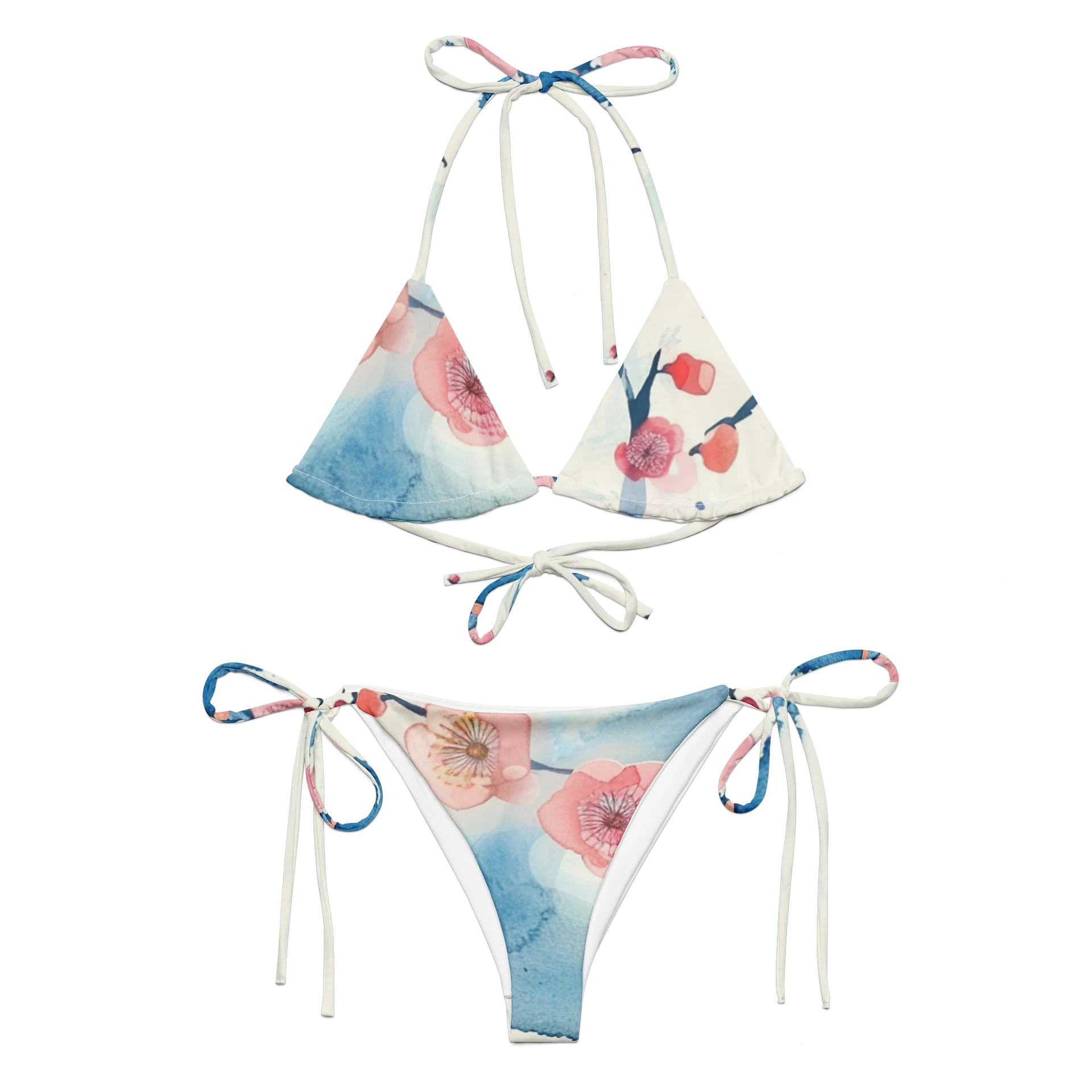 Sakura Blossom Breeze Recycled String Bikini - Eco-Friendly Swimwear product image (4)