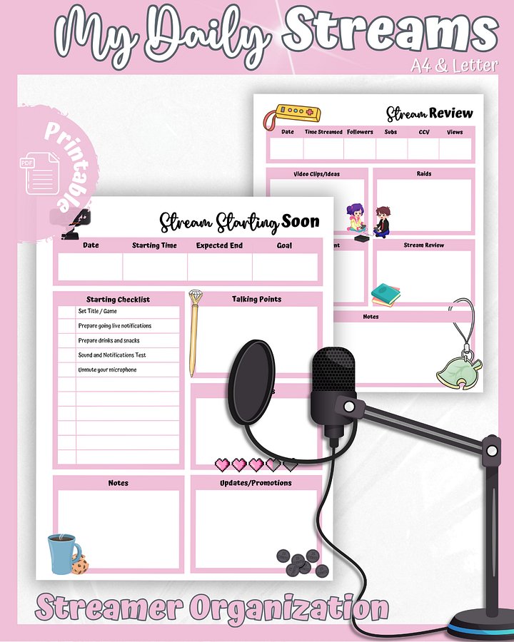 My Daily Stream Planner - Pink Edition | Cute & Functional Digital Download for Streamers product image (1)