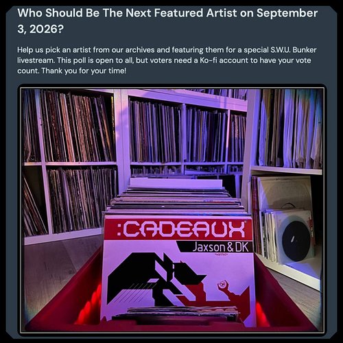 We need your feedback ... 

• Poll options - https://ko-fi.com/polls/Who-Should-Be-The-Next-Featured-Artist-on-Septembe-N7H42...