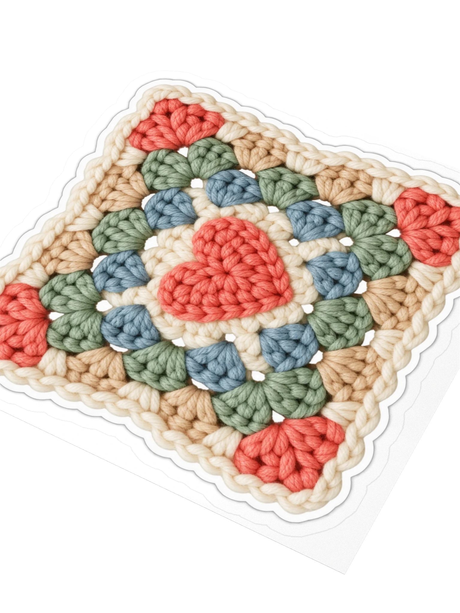 Crochet Heart Granny Square Sticker | Cute Yarn Water Bottle Decal product image (3)