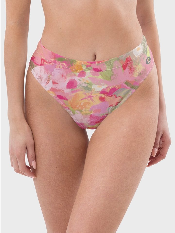 Recycled High-Waisted Bikini Bottom "Sweet Pastel Florals of Spring" product image (2)