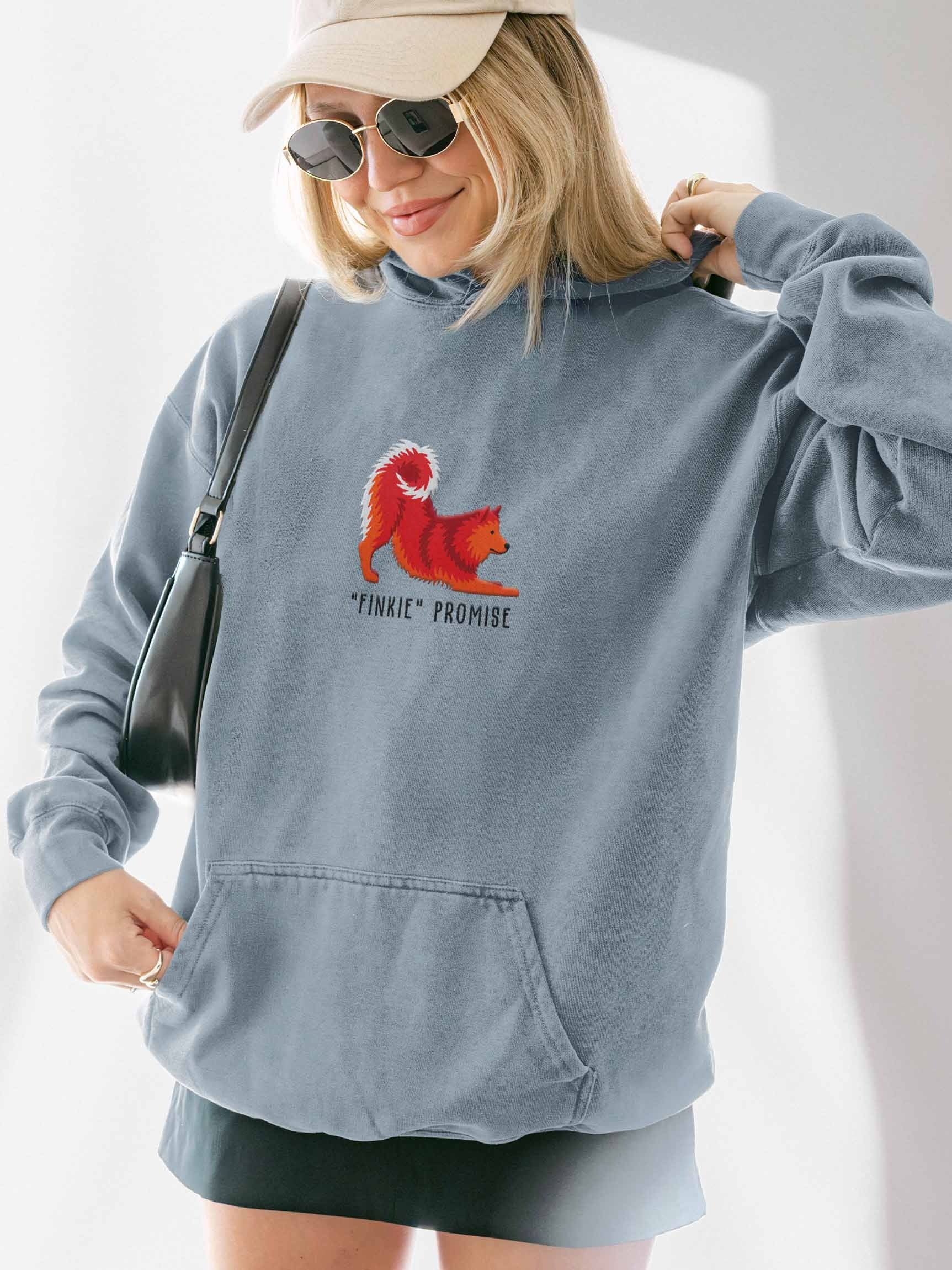 Finkie Promise Premium Hoodie (Embroidered) of a Finnish Spitz(Red) product image (2)