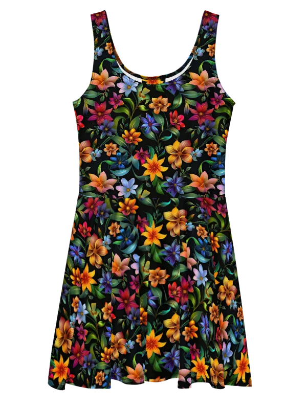 Women’s Floral Fit & Flare Summer Dress – Sleeveless Casual Party Sundress with Colorful Flower Print product image (3)
