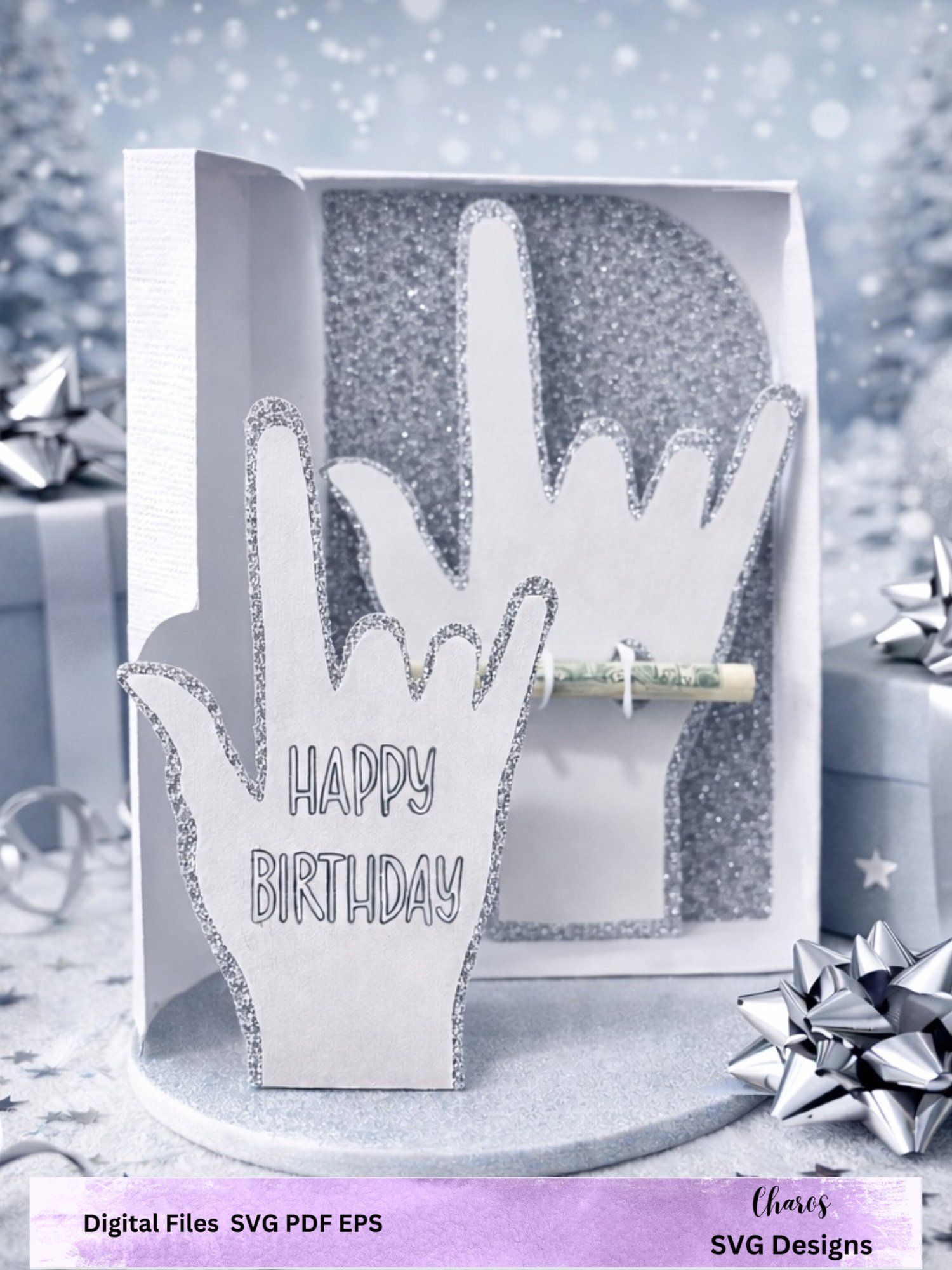 I Love You in ASL Money Holder Card & Gift Box SVG product image (5)