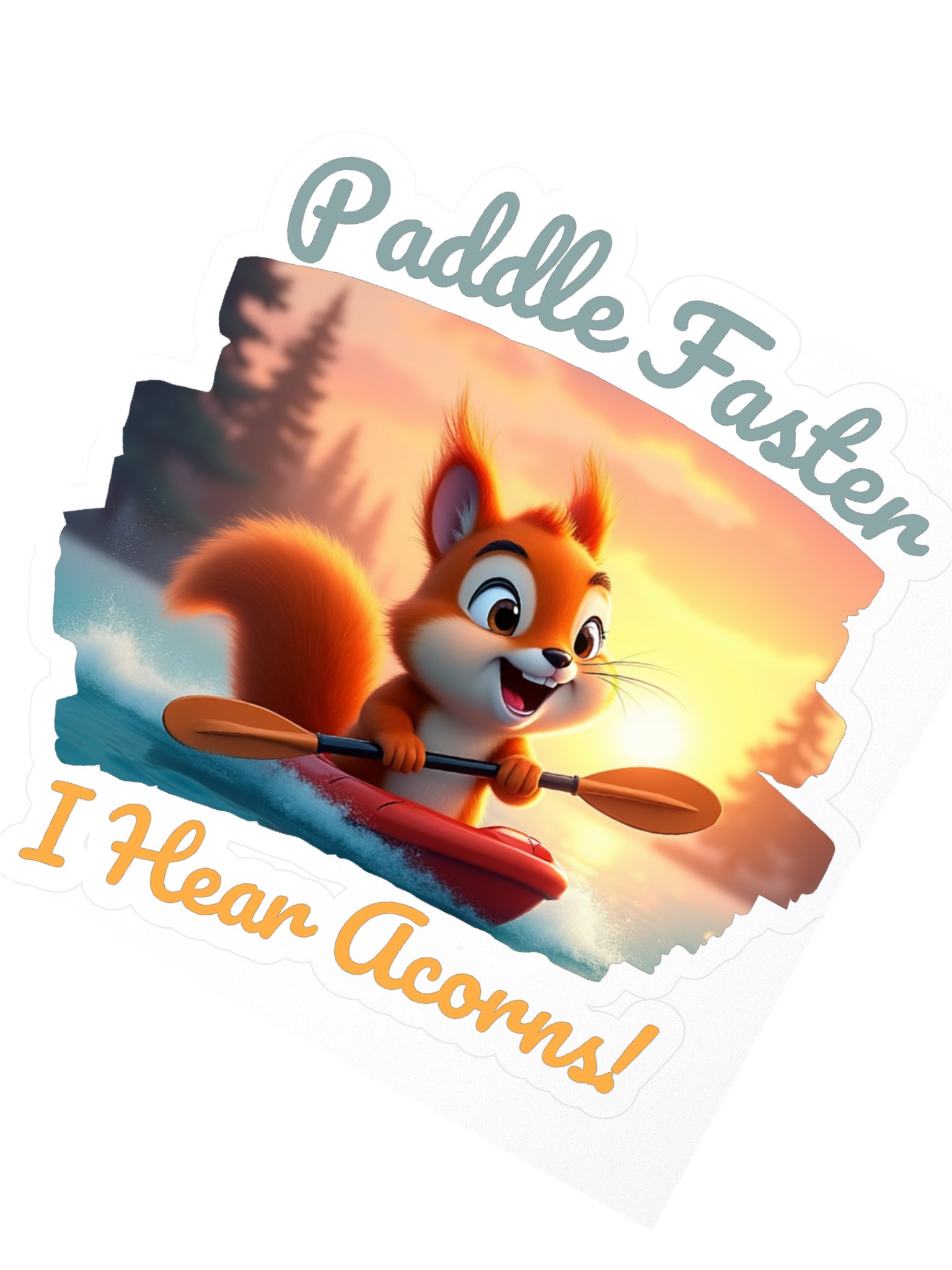 Paddle Faster, I Hear Acorns – Funny Kayaking Red Squirrel Kiss Cut Sticker product image (2)