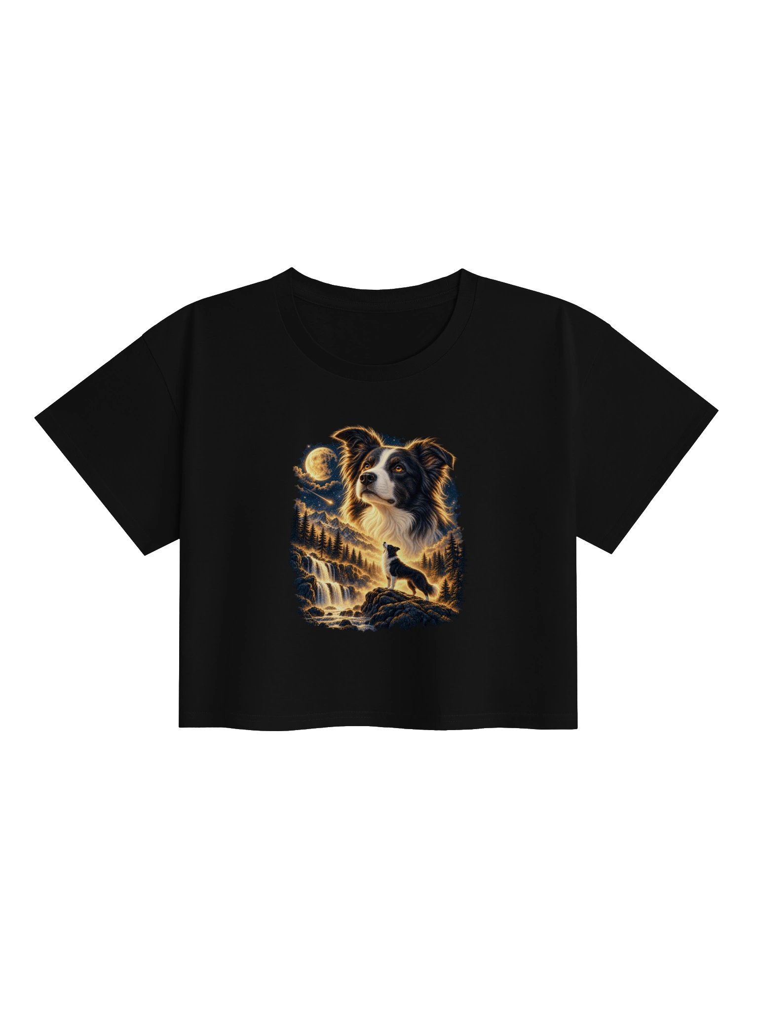 Border Collie Graphic Crop Top | Moonlit Dog Art Tee product image (3)