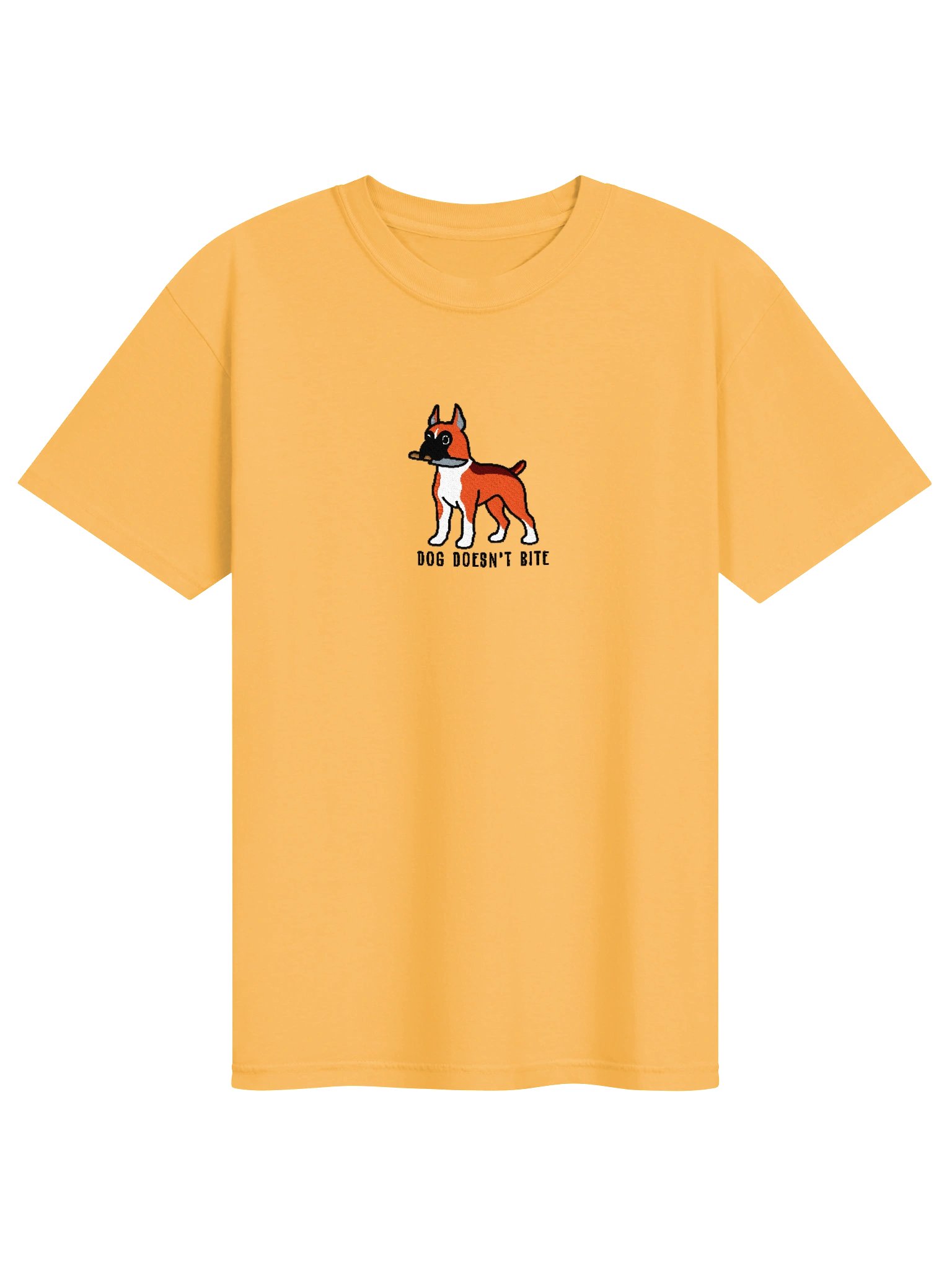 Dog Doesn't Bite Funny Chibi-Style Embroidered T-Shirt for Boxer(Red, Cropped Ears) Owners product image (55)