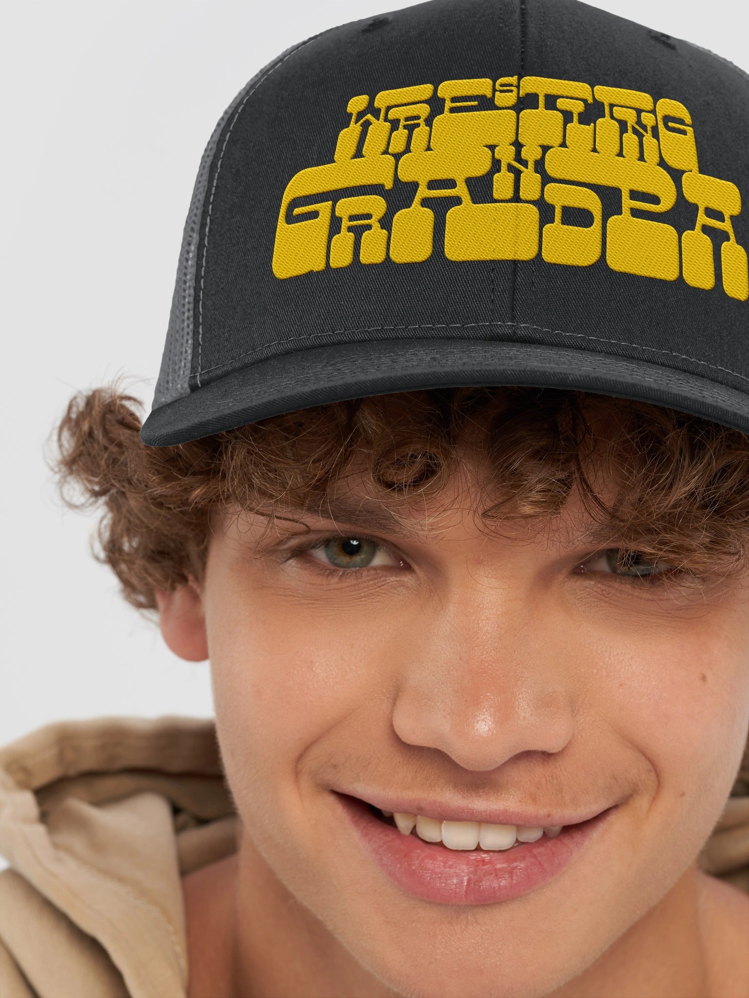 Stylized Yellow Text Richardson "Wrestling Grandpa" Trucker Hat product image (15)