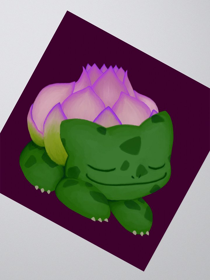 Lotus Frog Sticker (Dark Pink Background) product image (6)