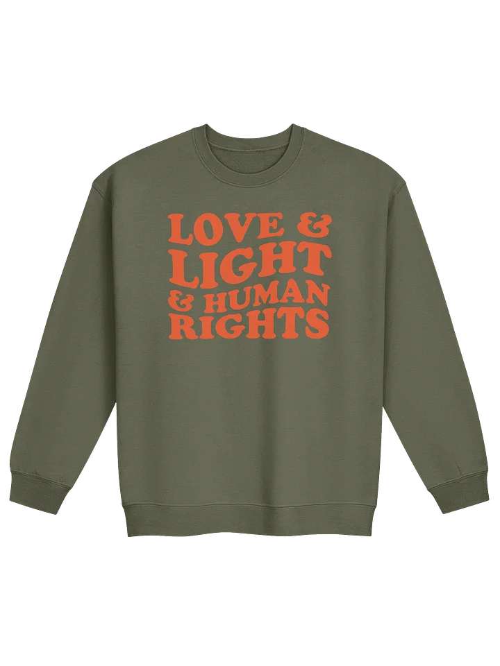 Love, Light & Human Rights Crew Sweatshirt (Orange) product image (2)