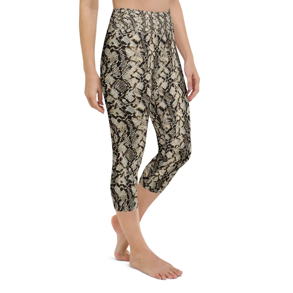 Beige Snake Pattern Capri Leggings product image (2)