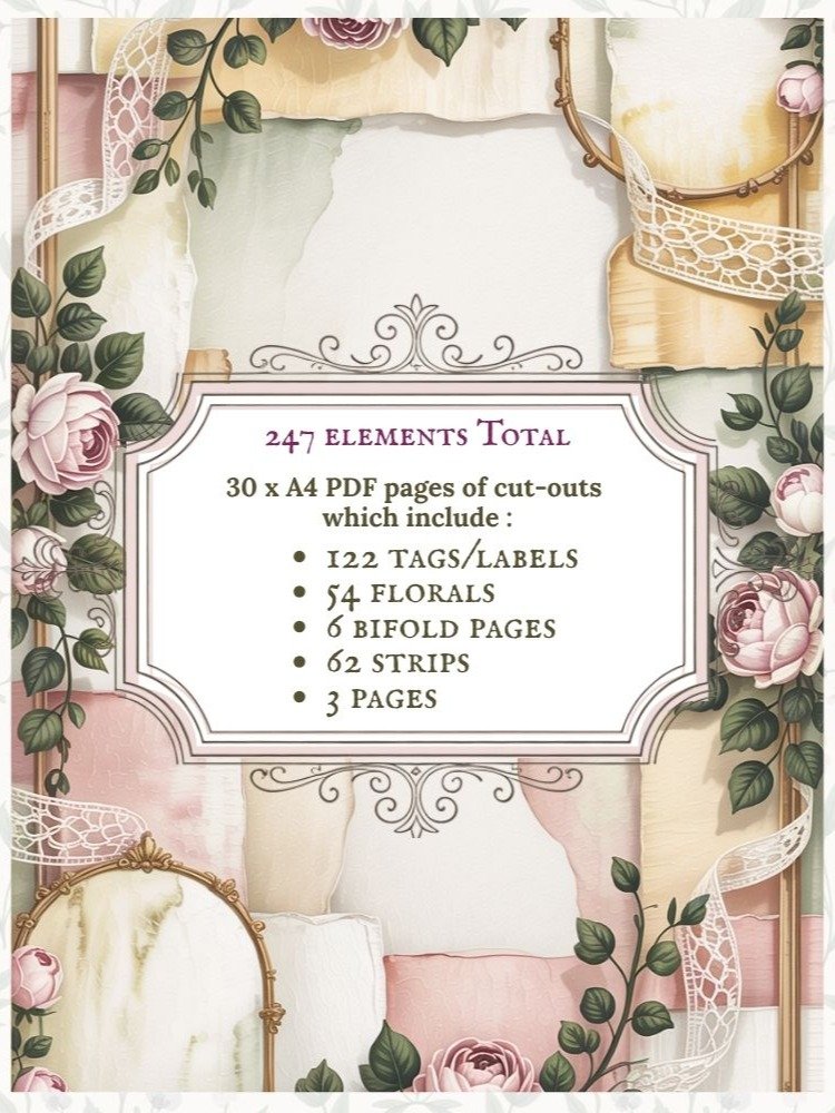 GRANDMACORE - Anne Elliot – Quiet Romance Printable Journal Kit | Scrabooking Junk Journaling Shabbychic product image (2)