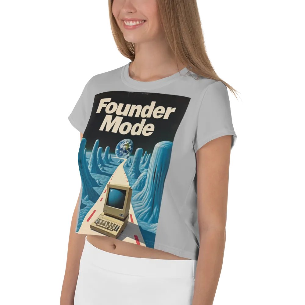 founder mode (front) retro crop top (100% cotton) product image (9)