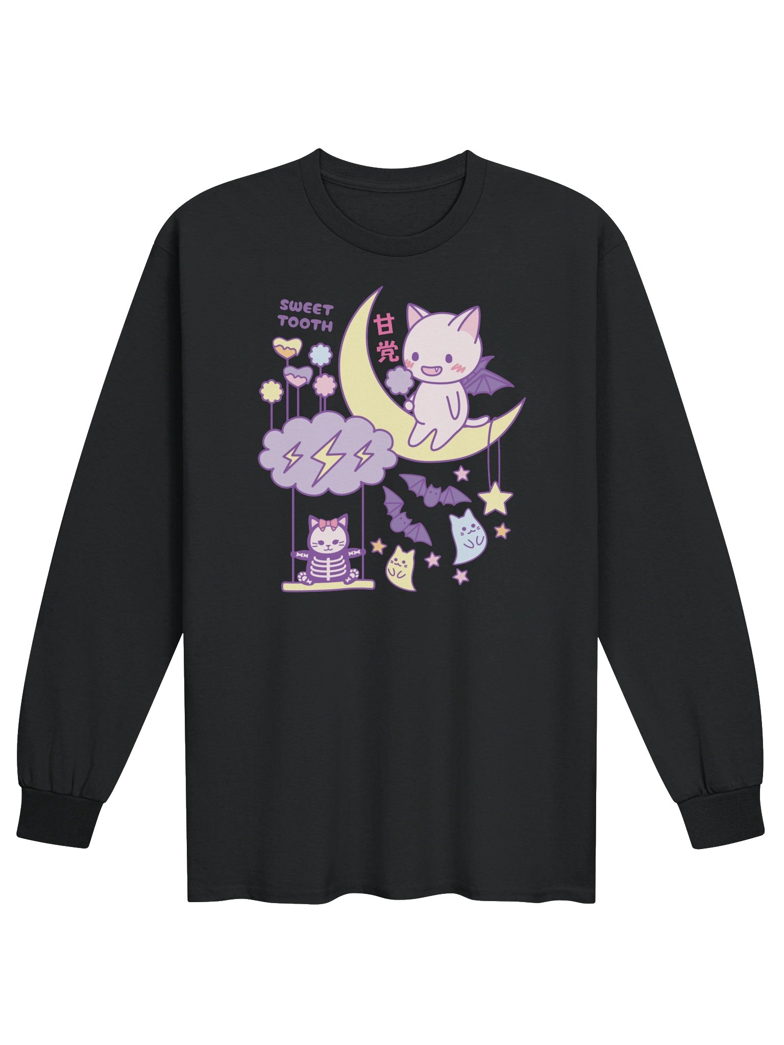 Kawaii Bat Cat - Unisex Adult Long Sleeve T-shirt product image (1)
