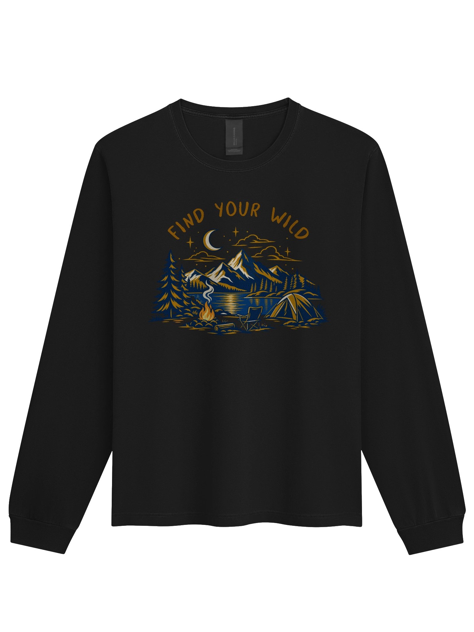 Find Your Wild Mountain Camping | Bella+Canvas Unisex Heavyweight Long Sleeve Tee product image (1)